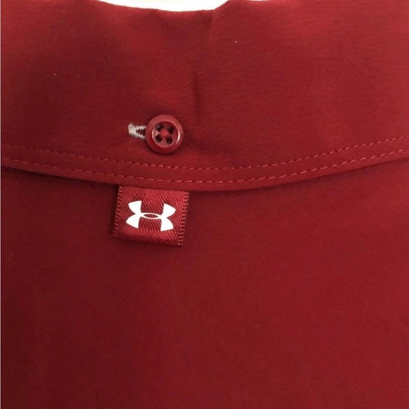 Under Armour Large L UPF 50+ maroon moisture wick vented button logo shirt NWT - Picture 7 of 10